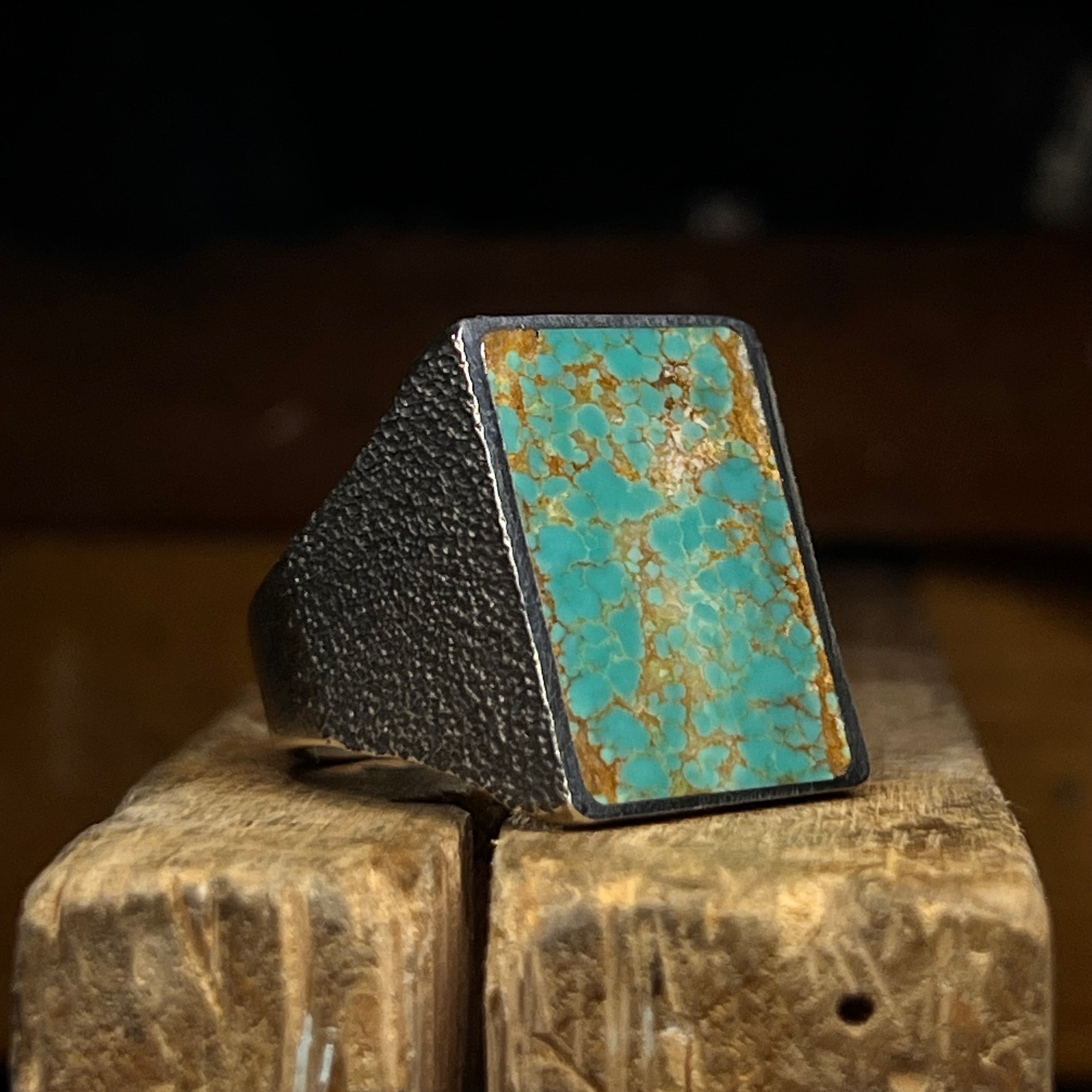 Number 8 Turquoise Textured Signet