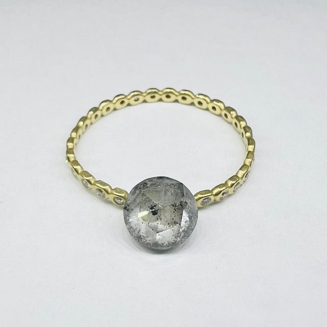 1.24 CT Rose Cut Salt and Pepper Diamond