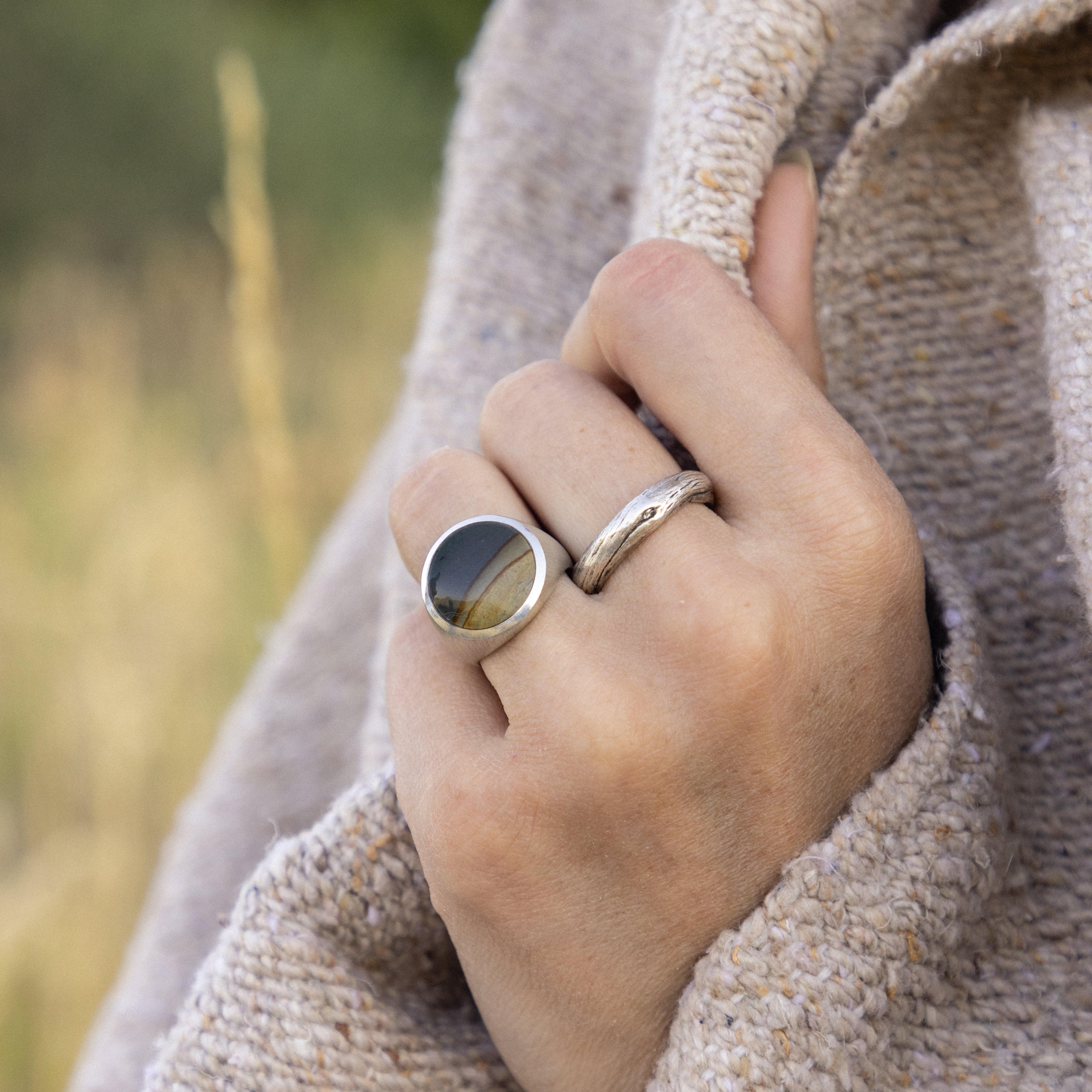 Landscape Jasper Round Signet