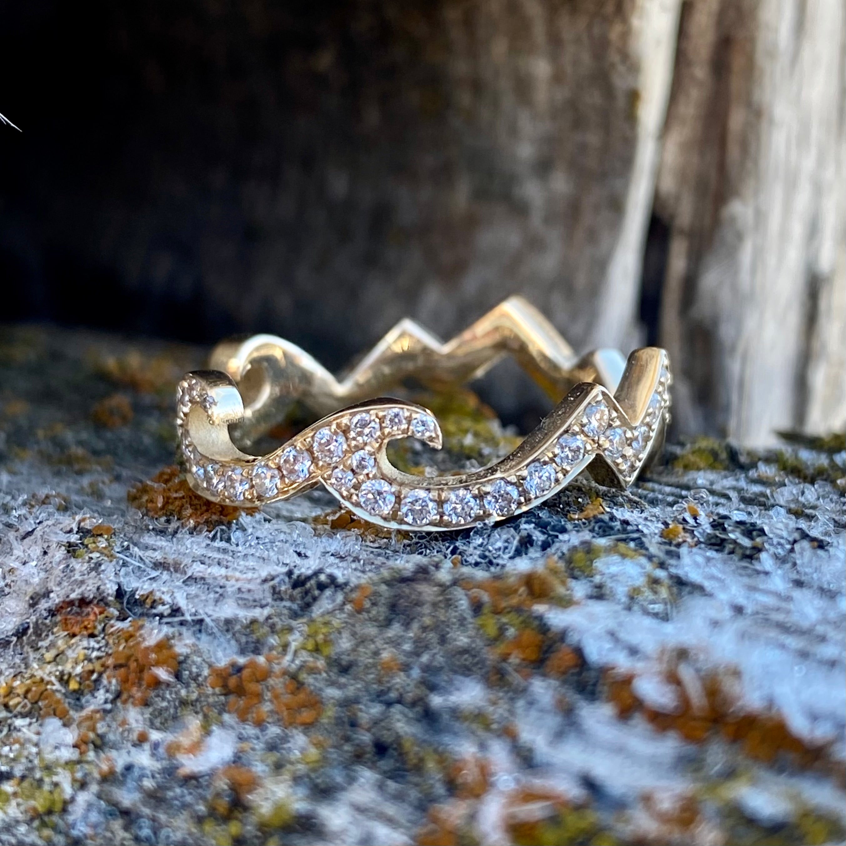 Diamond Mountain Wave Ring