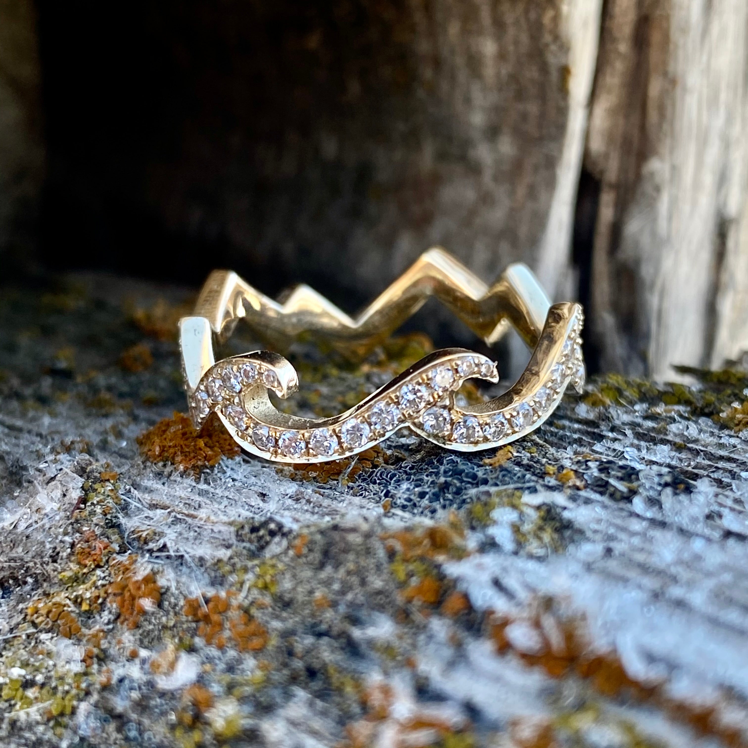 Diamond Mountain Wave Ring