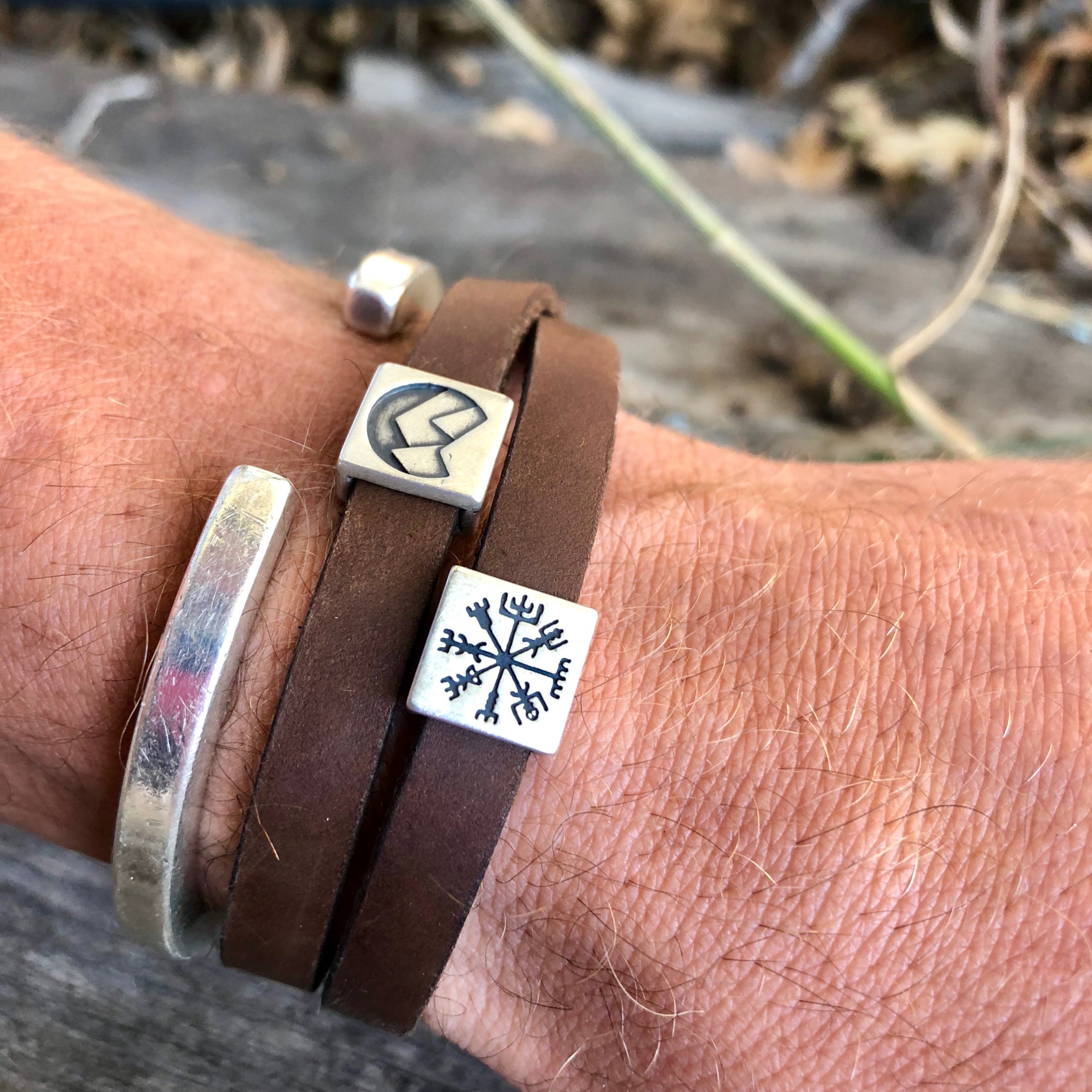 Leather Bracelet with optional sliders